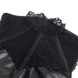 SUBBLIME - 957544 VESTIDO DE CUERO CON CUELLO DE ENCAJE NEGRO S/M