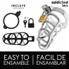 ADDICTED TOYS LOCKED - SILVER LOCK PENIS CAGE METAL SIZE M