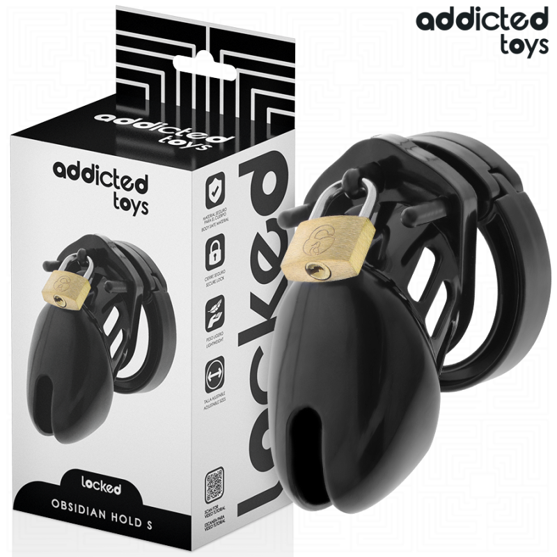 ADDICTED TOYS LOCKED - OBSIDIAN HOLD PENIS CAGE SIZE S