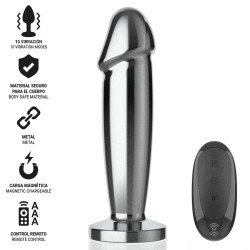 INTENSE - ANAL PLUG 10 VIBRATIONS METAL DILDO WITH REMOTE CONTROL S