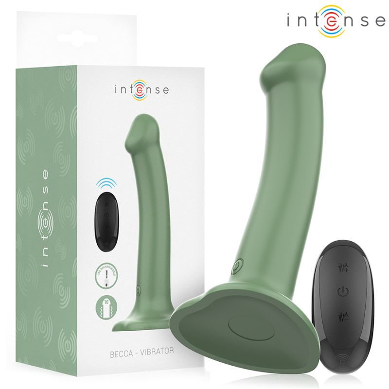 INTENSE - BECCA VIBRATOR WITH SUCTION CUP 10 VIBRATIONS GREEN REMOTE CONTROL