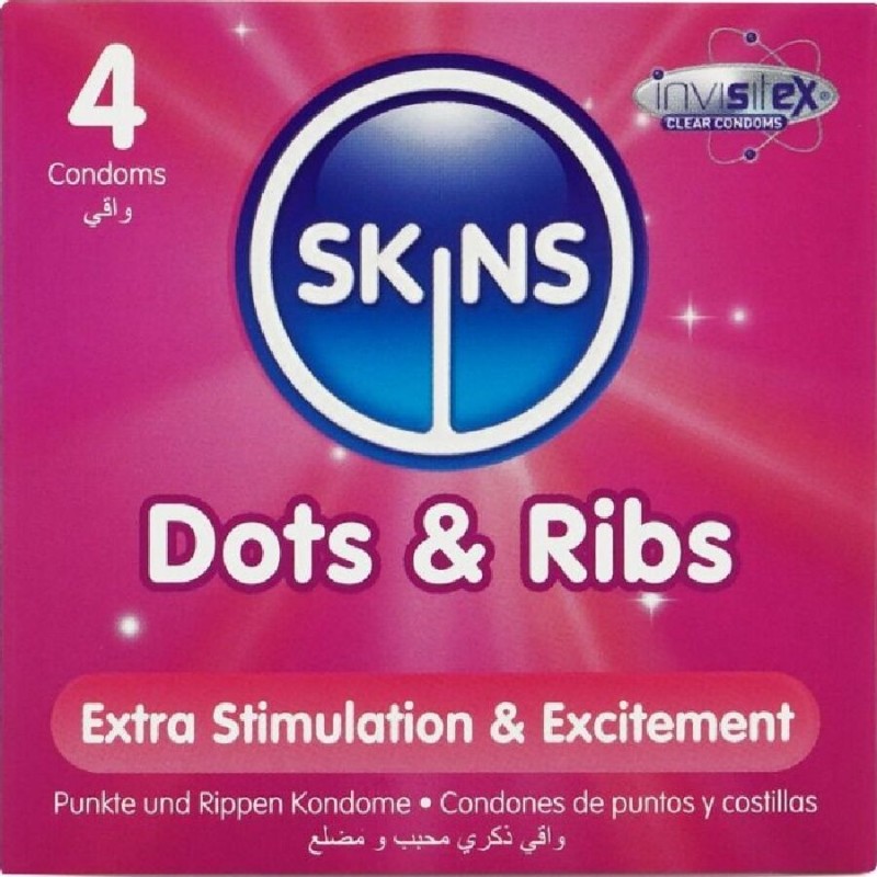SKINS - DOTS  RIBS PREMIUM CONDOMS PACK 4