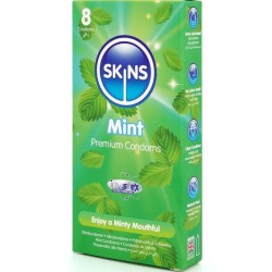 SKINS - PRESERVATIVOS PREMIUM SABOR MENTA PACK 8