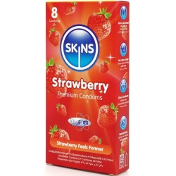 SKINS - PRESERVATIVOS PREMIUM SABOR FRESA PACK 8