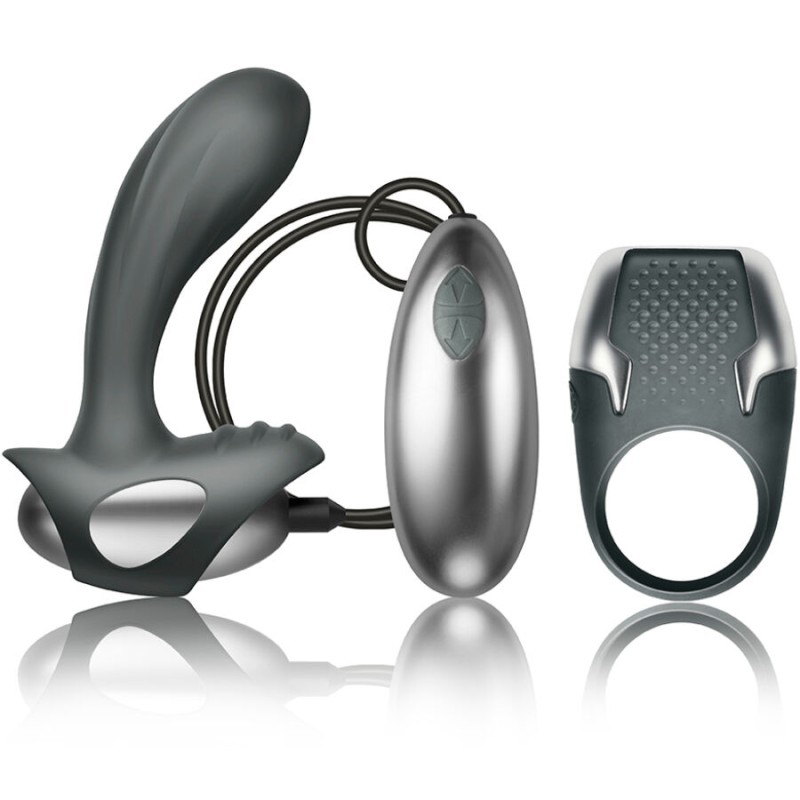 CLIMAXIMUM - EXCITE KIT ANILLO PARA PENE + MASAJEADOR PRÓSTATA CON CABLE