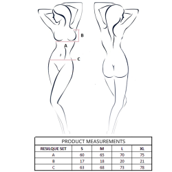 PASSION - RESILQUE BRA + THONG SET BLACK L/XL