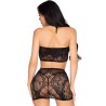 LEG AVENUE - 81676 LACE TOP + MINI SKIRT SET BLACK - ONE SIZE