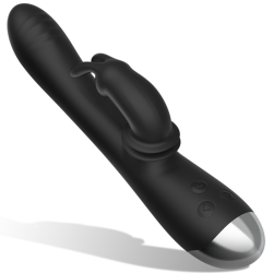 BLACKSILVER - DJ. ADAM RECHARGEABLE SILICONE RABBIT STIMULATOR BLACK