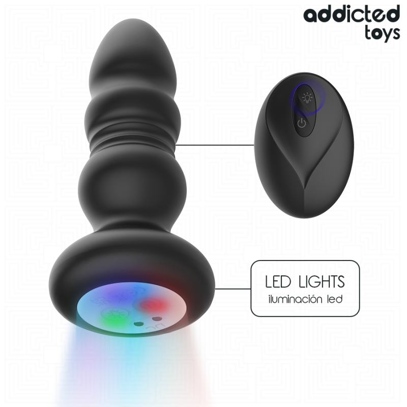 ADDICTED TOYS - THRUSTING VIBRATING ANAL PLUG, LED LIGHT REMOTE CONTROL