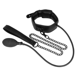FETISH SUBMISSIVE BONDAGE - INFLATABLE STRANGLING COLLAR WITH CHAIN