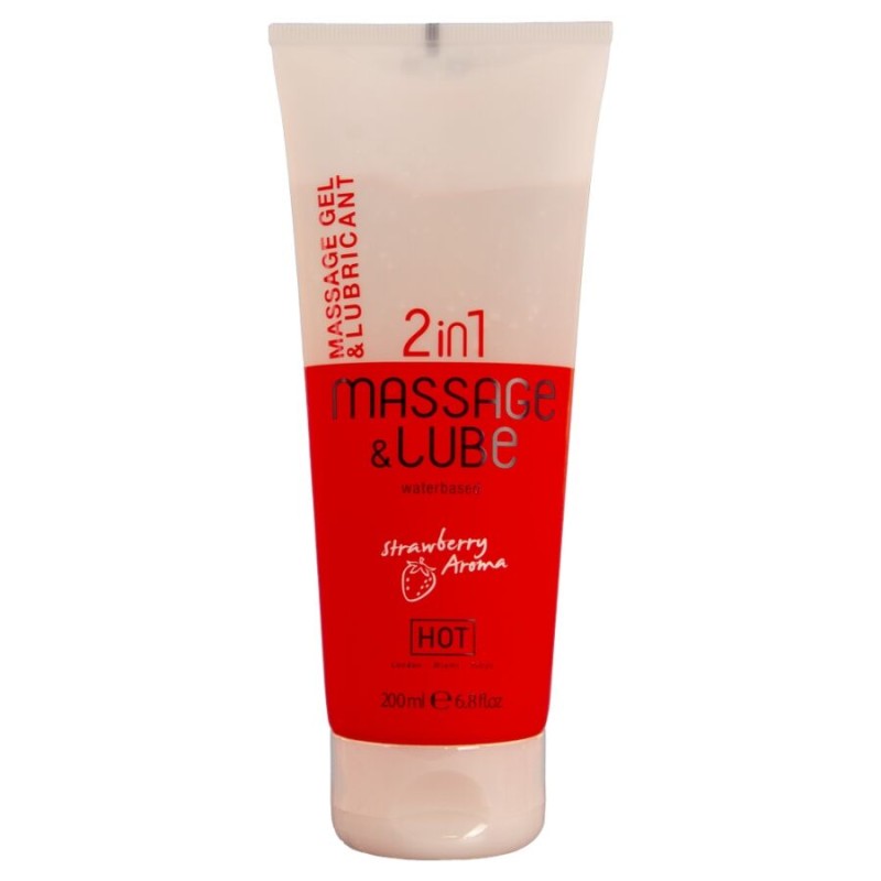 HOT - MASSAGE  GLIDE GEL 2IN1 STRAWBERRY 200 ML