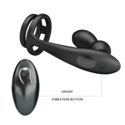 MR PLAY - ANILLO PARA PENE CON PLUG ANAL CON VIBRACIÓN CONTROL REMOTO
