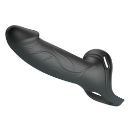 PRETTY LOVE - LONDON UNIVERSAL HARNESS WITH SILICONE STRAP-ON DILDO BLACK 16.8 CM