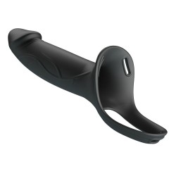PRETTY LOVE - LONDON UNIVERSAL HARNESS WITH SILICONE STRAP-ON DILDO BLACK 16.8 CM