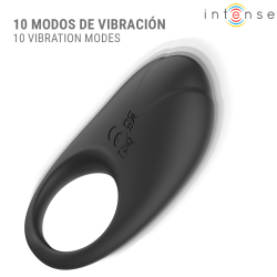 INTENSE - MERLOTTE ANILLO VIBRADOR CON ESTIMULACIÓN DE CLÍTORIS NEGRO
