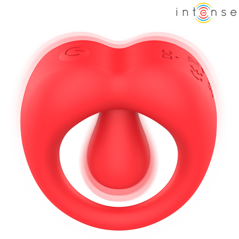INTENSE - RUSSELL VIBRATING PENIS RING WITH CLITORIS STIMULATION RED