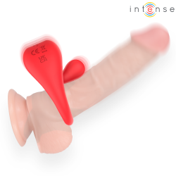 INTENSE - RUSSELL VIBRATING PENIS RING WITH CLITORIS STIMULATION RED
