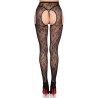 LEG AVENUE - 1967 BLOOM NET SUSPENDER TIGHTS BLACK - ONE SIZE