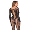 LEG AVENUE - 89369 NET  LACE JUMPSUIT BLACK - ONE SIZE