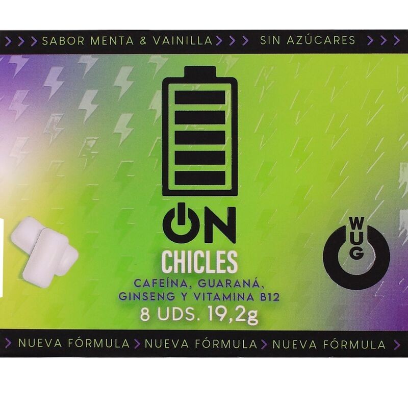 WUG On  Instant energy in chewing gum format BLISTER 8 UNITS
