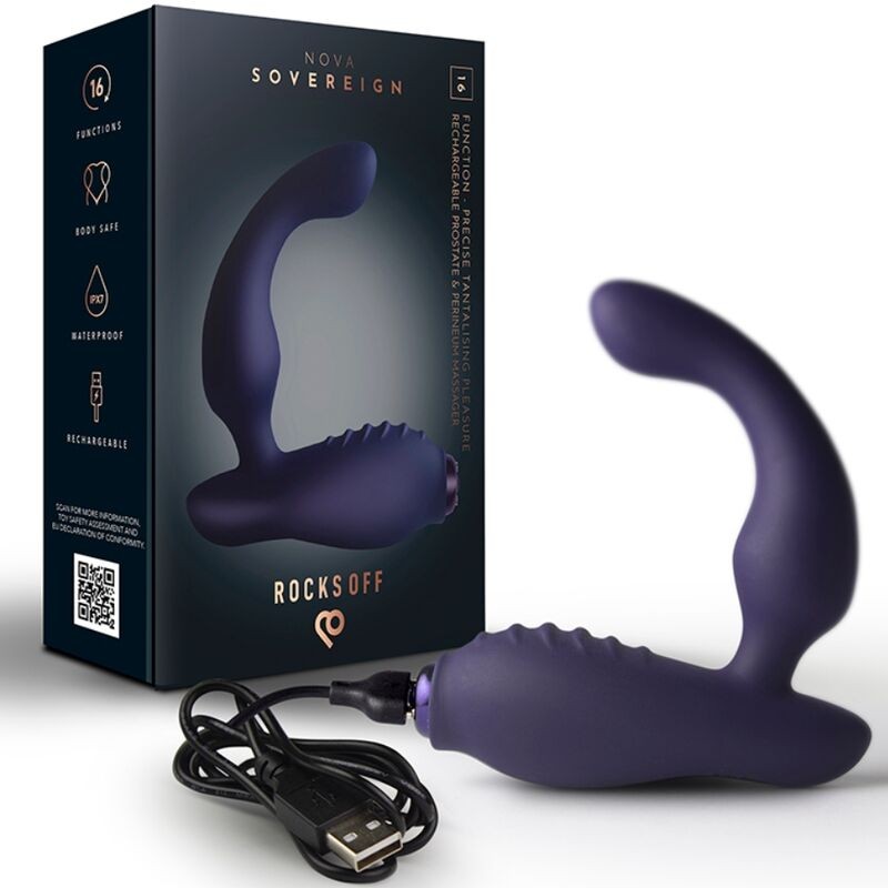 ROCKS-OFF - NOVA SOVEREIGN RECHARGEABLE PROSTATE  PERINEUM MASSAGER 16 FUNCTION BLUE