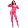 CHILIROSE - CR 4894 NEON PINK MESH BODYSTOCKING S/M