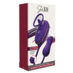 SHE.E.O - CLITORAL SUCTION TOOL WITH LICKING EFFECT AND PURPLE ANAL STIMULATOR