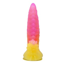 POWER MONSTERS - RIPPLIED MONSTER FANTASY DILDO WITH SUCTION CUP 22.5 CM Ø 5.5 CM PINK  YELLOW
