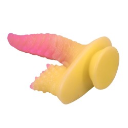 POWER MONSTERS - RIPPLIED MONSTER FANTASY DILDO WITH SUCTION CUP 22.5 CM Ø 5.5 CM PINK  YELLOW