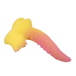 POWER MONSTERS - RIPPLIED MONSTER FANTASY DILDO WITH SUCTION CUP 22.5 CM Ø 5.5 CM PINK  YELLOW