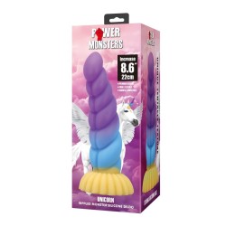 POWER MONSTERS - UNICORN TRICOLOR FANTASY SILICONE DILDO 22 CM Ø 5 CM