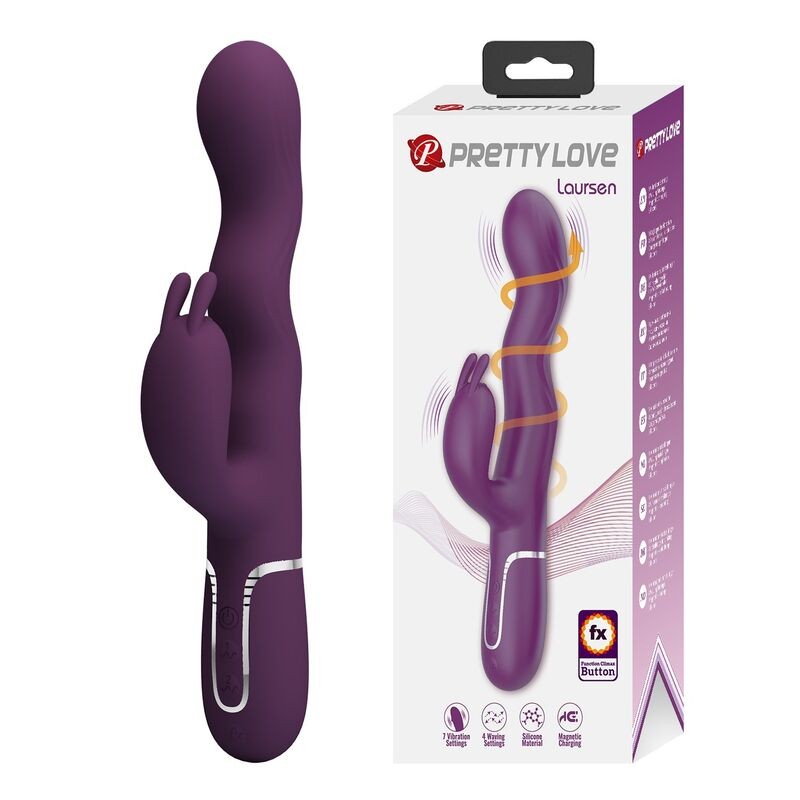 PRETTY LOVE - LOURSEN RABBIT VIBRATOR WITH THRUSTING MOTION AND 7 VIBRATIONS USB RECHARGEABLE PURPLE