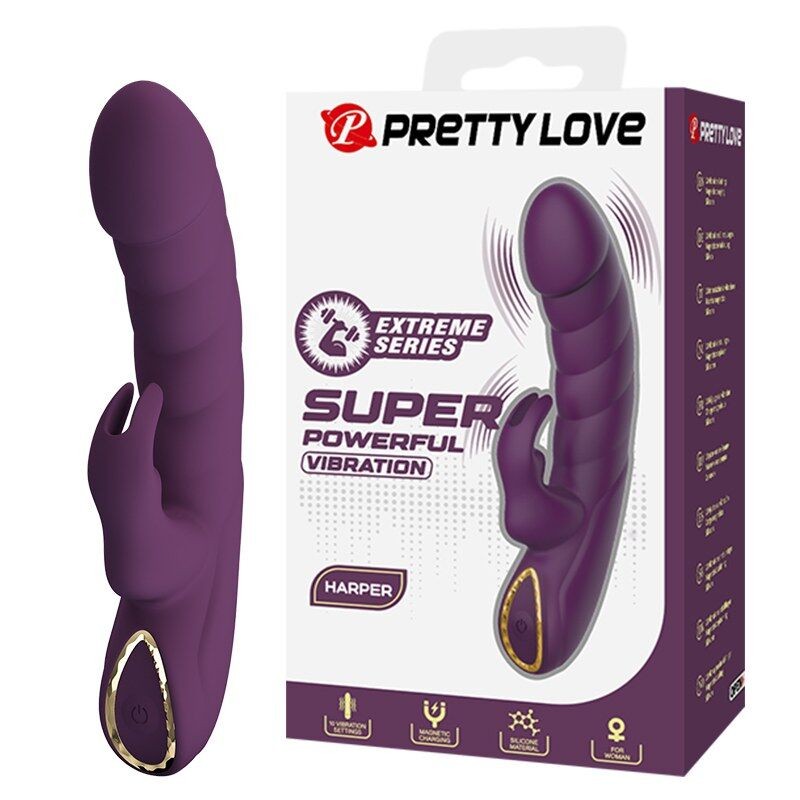 PRETTY LOVE - HARPER RECHARGEABLE RABBIT VIBRATOR 10 FUNCTIONS PURPLE