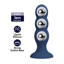 MR PLAY - ANAL PLUG WITH METAL BALLS AND SUCTION CUP BLUE