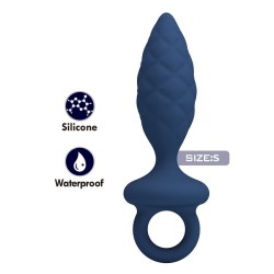 MR PLAY - TEXTURED ANAL PLUG WITH RING BLUE S