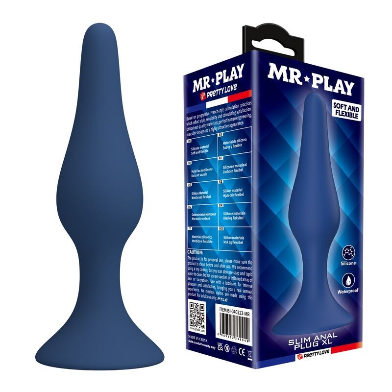 MR PLAY - TAPERED SILICONE ANAL PLUG BLUE XL