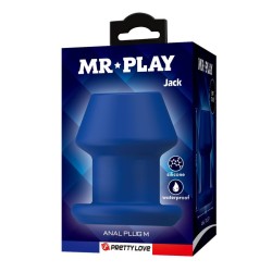 MR PLAY - JACK BLUE SILICONE HOLLOW ANAL PLUG SIZE M