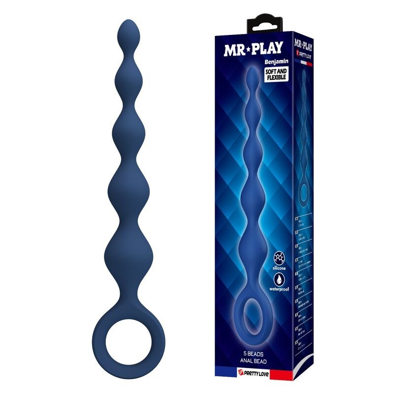 MR PLAY - BLUE SILICONE ANAL BEADS  ANAL PLUG 20.4 CM