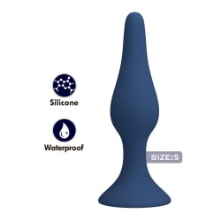 MR PLAY - BLUE SILICONE SLIM ANAL PLUG SIZE S