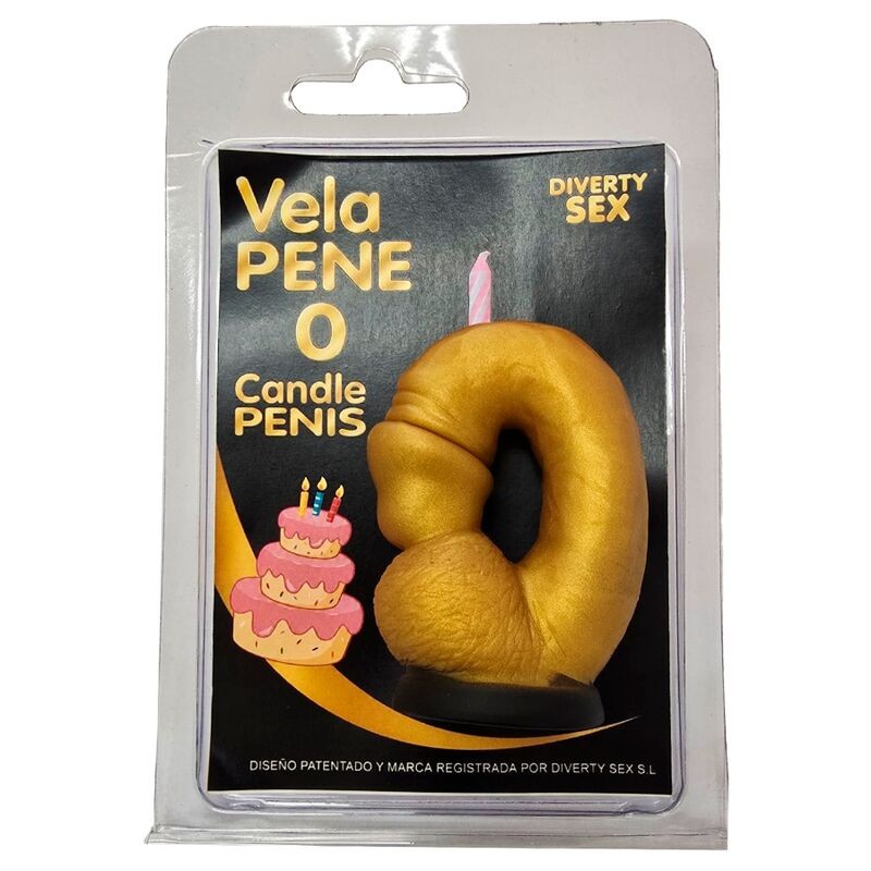 DIABLO PICANTE - VELA PENE EN FORMA DE NUMERO 0 COLOR DORADO