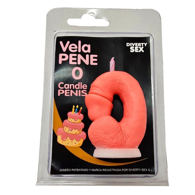 DIABLO PICANTE - VELA PENE EN FORMA DE NUMERO 0 COLOR ROSA