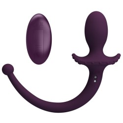 PRETTY LOVE - LIOEA VIBRATING ANAL PLUG WITH TAIL 12 FUNCTIONS PURPLE REMOTE CONTROL