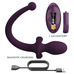 PRETTY LOVE - LIOEA VIBRATING ANAL PLUG WITH TAIL 12 FUNCTIONS PURPLE REMOTE CONTROL