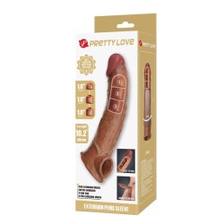 PRETTY LOVE - ADJUSTABLE PENIS EXTENSION SLEEVE 26 CM Ø 4 CM BROWN
