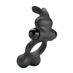PRETTY LOVE - VIBRATING PENIS RING WITH BUNNY STIMULATOR 10 FUNCTIONS BLACK