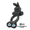 PRETTY LOVE - VIBRATING PENIS RING WITH BUNNY STIMULATOR 10 FUNCTIONS BLACK