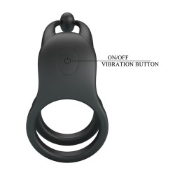 PRETTY LOVE - GOODWIN RECHARGEABLE DOUBLE VIBRATING COCK RING BLACK