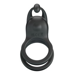 PRETTY LOVE - GOODWIN RECHARGEABLE DOUBLE VIBRATING COCK RING BLACK