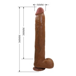 PRETTY LOVE - DANY REALISTIC FLEXIBLE DILDO WITH SUCTION CUP 36 CM -Ø- 5.6 CM BROWN
