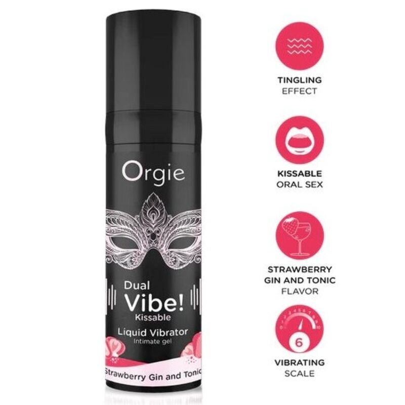 ORGIE - DUAL VIBE! STRAWBERRY GIN AND TONIC KISSABLE LIQUID VIBRATOR 15 ML